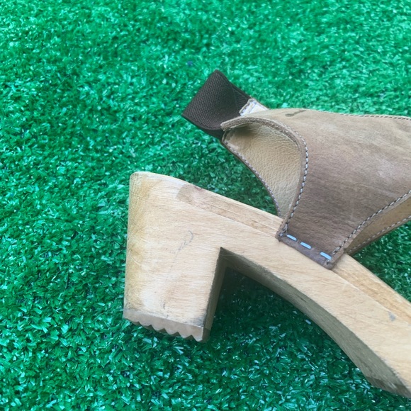 Nina Z size 37 tan leather wooden heels made in Sweden - Picture 3 of 5